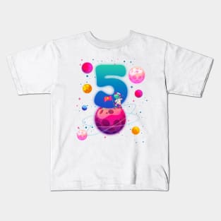 5th Birthday Party Space Lover B-day Gift For Kids Toddler Boys Kids T-Shirt